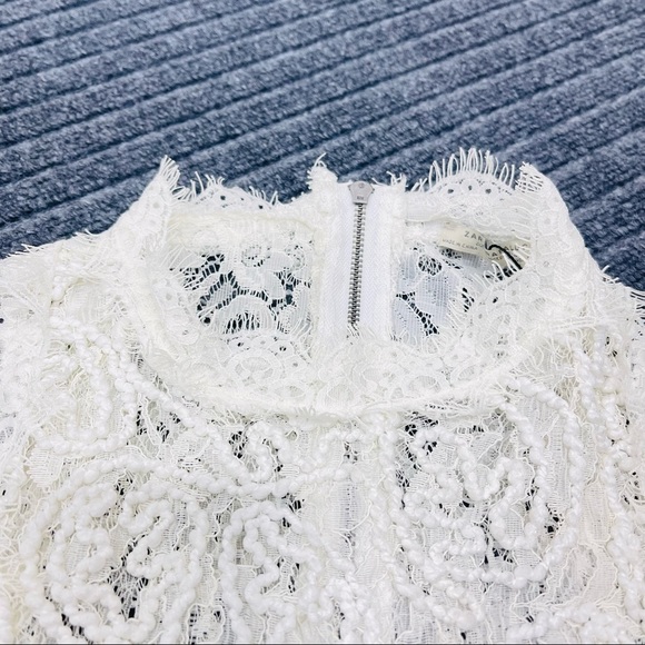 ZARA Back Zip Brocade Lace Crop Top Size S In Ivory NWT - Picture 9 of 12